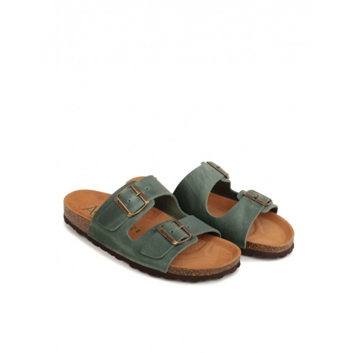 AUTENTI Sandalias Bio Hombre Hebillas Verde