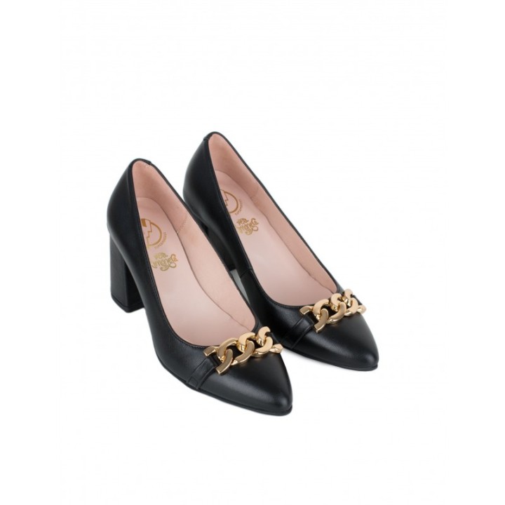 Zapatos Salon Cadena Negros PERA LIMONERA