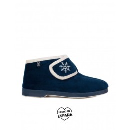 Zapatillas de Casa Abotinadas Velcro Azul Marino