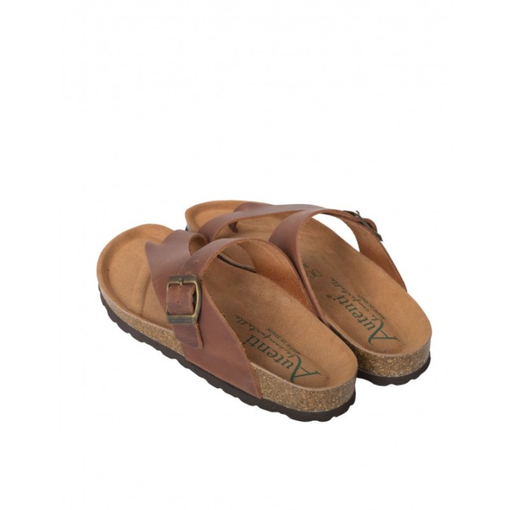 AUTENTI Sandalias Bio Dedo Hebilla Marrones