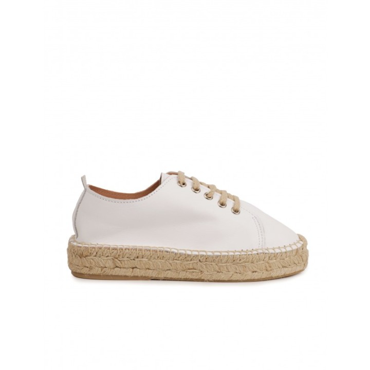 Alpargatas Plataforma Cordones Blancas PERA LIMONERA