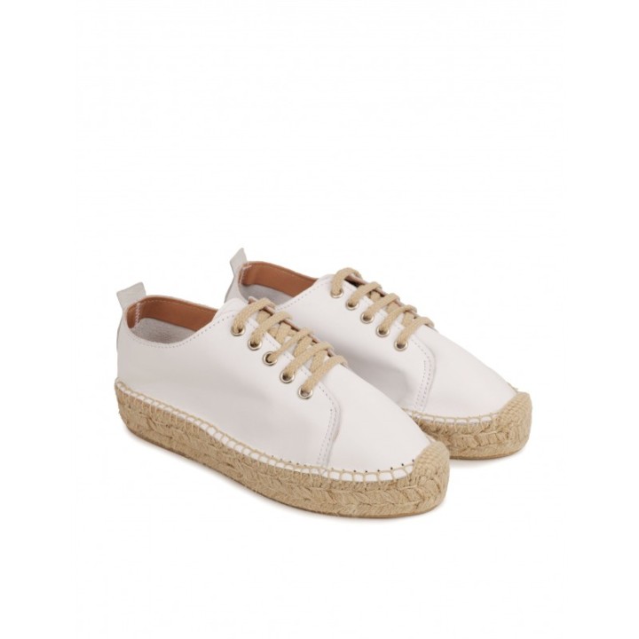 Alpargatas Plataforma Cordones Blancas PERA LIMONERA