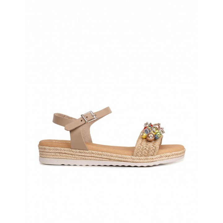 Sandalias Cuna Baja Abalorios Beige PERA LIMONERA