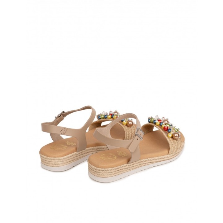 Sandalias Cuna Baja Abalorios Beige PERA LIMONERA