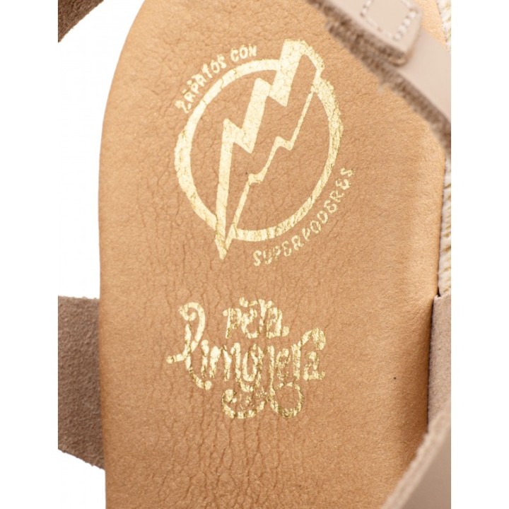 Sandalias Cuna Baja Abalorios Beige PERA LIMONERA