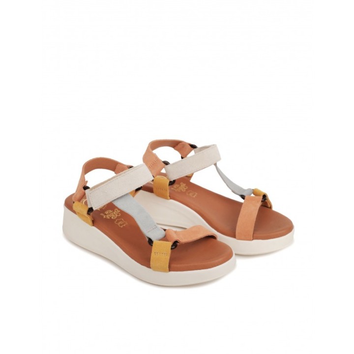 Sandalias Velcro Tiras Multicolor Pastel PERA LIMONERA