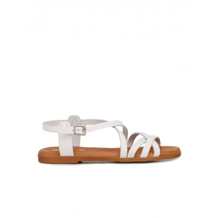 Sandalias Planas Piel Blancas PERA LIMONERA