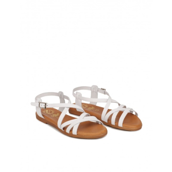 Sandalias Planas Piel Blancas PERA LIMONERA