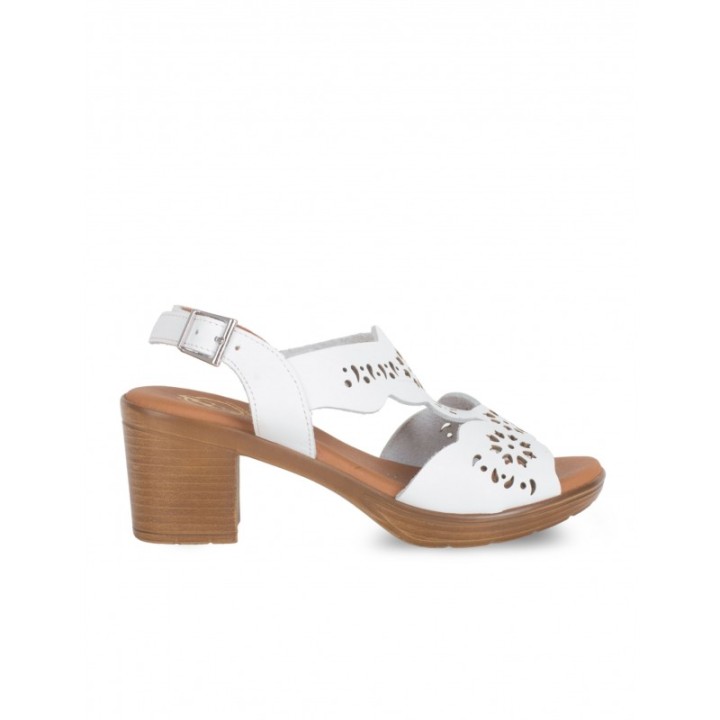 Sandalias Piel Tacon Blancas PERA LIMONERA