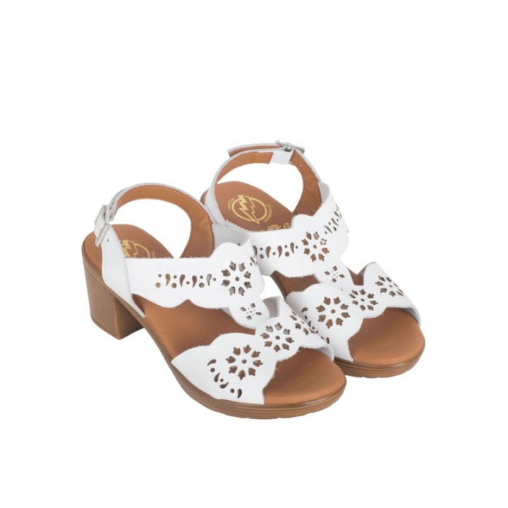 Sandalias Piel Tacon Blancas PERA LIMONERA