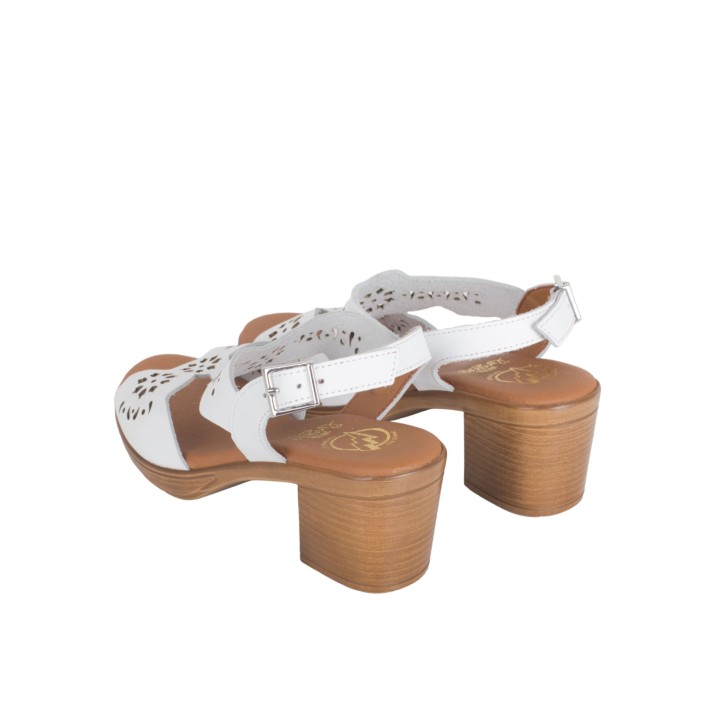 Sandalias Piel Tacon Blancas PERA LIMONERA