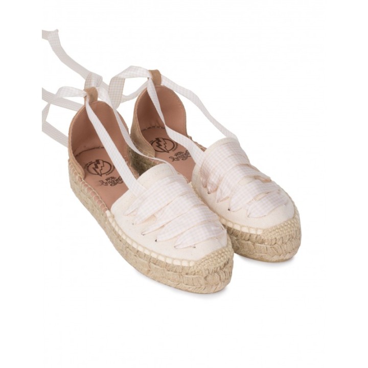 Alpargatas Plataforma Cintas Vichy Beige PERA LIMONERA