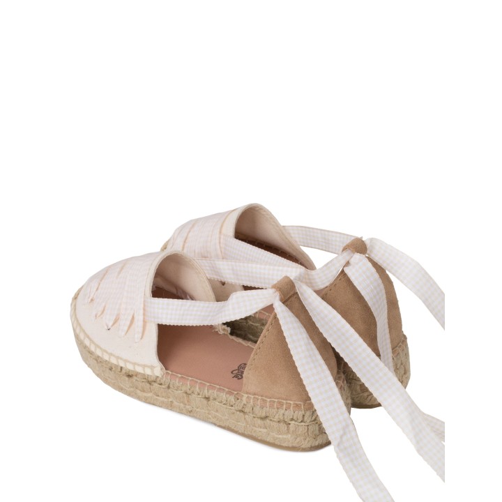 Alpargatas Plataforma Cintas Vichy Beige PERA LIMONERA
