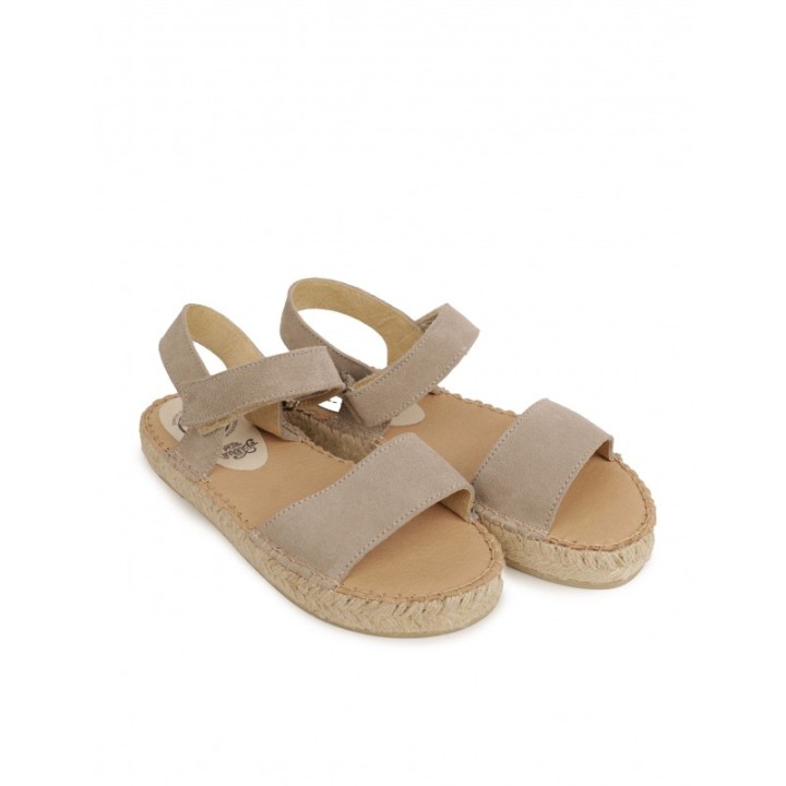 Sandalias Esparto Velcro Taupe PERA LIMONERA