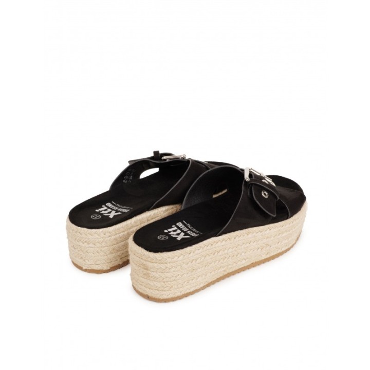 XTI Sandalias Esparto Plataforma Negras