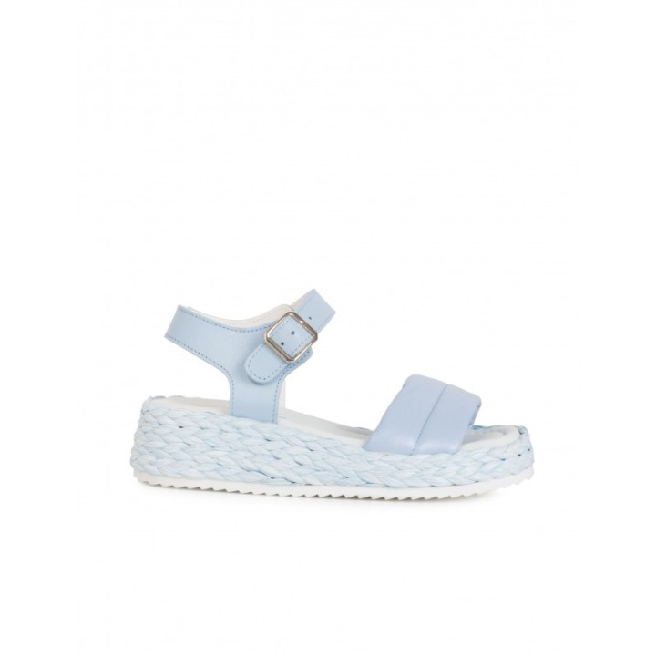 Sandalias Rafia Tira Acolchada Celeste PERA LIMONERA