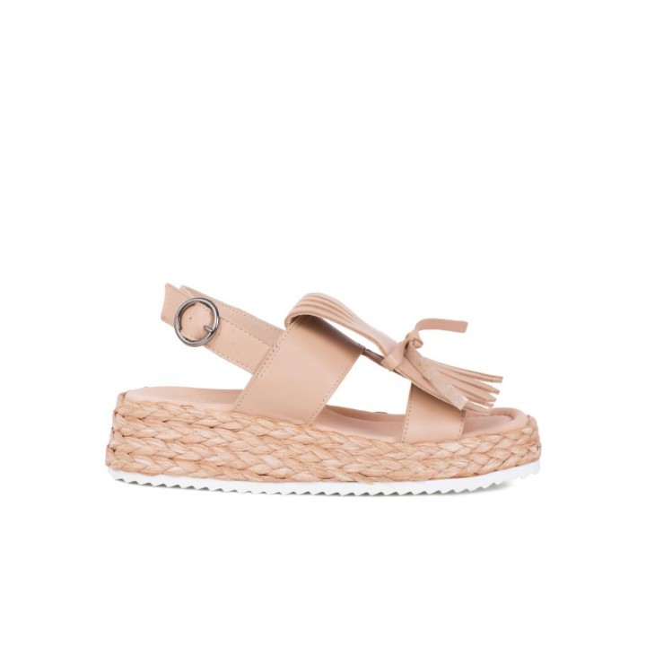 Sandalias Rafia Flecos Nude PERA LIMONERA