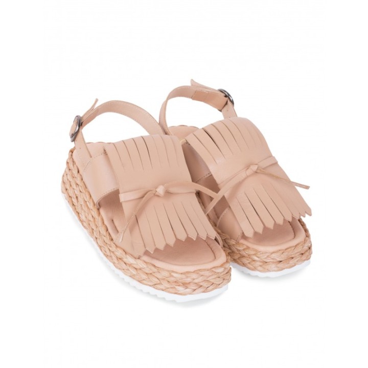 Sandalias Rafia Flecos Nude PERA LIMONERA