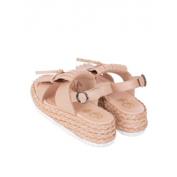 Sandalias Rafia Flecos Nude PERA LIMONERA
