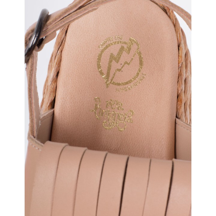 Sandalias Rafia Flecos Nude PERA LIMONERA