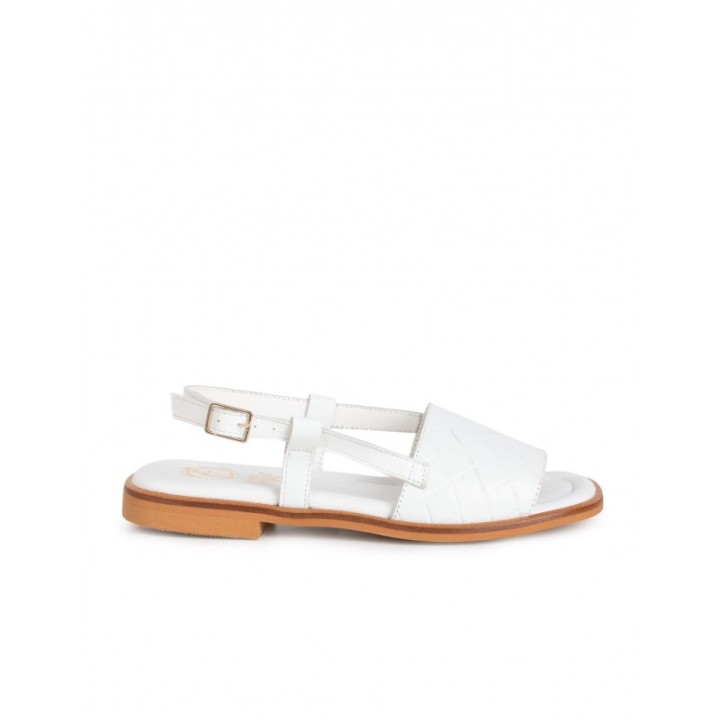 Sandalias Planas Piel Blanca PERA LIMONERA