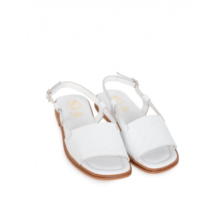 Sandalias Planas Piel Blanca PERA LIMONERA