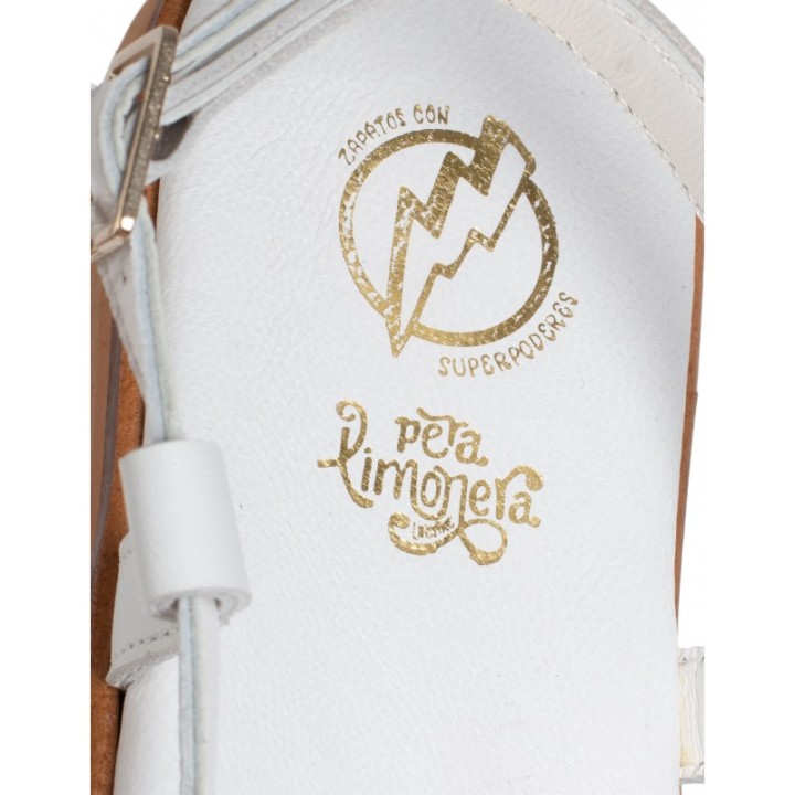 Sandalias Planas Piel Blanca PERA LIMONERA