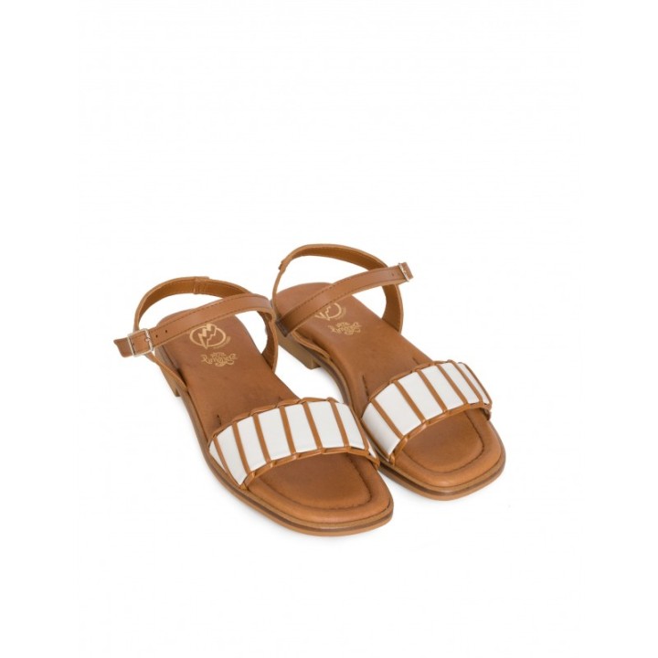 Sandalias Planas Combinadas Piel Cuero PERA LIMONERA