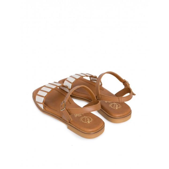 Sandalias Planas Combinadas Piel Cuero PERA LIMONERA