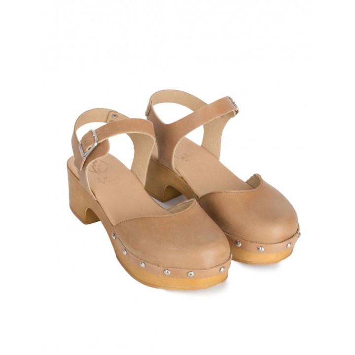 Sandalias Madera Tachuelas Cuero PERA LIMONERA