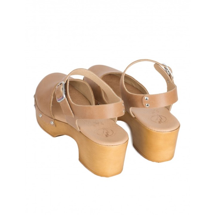 Sandalias Madera Tachuelas Cuero PERA LIMONERA