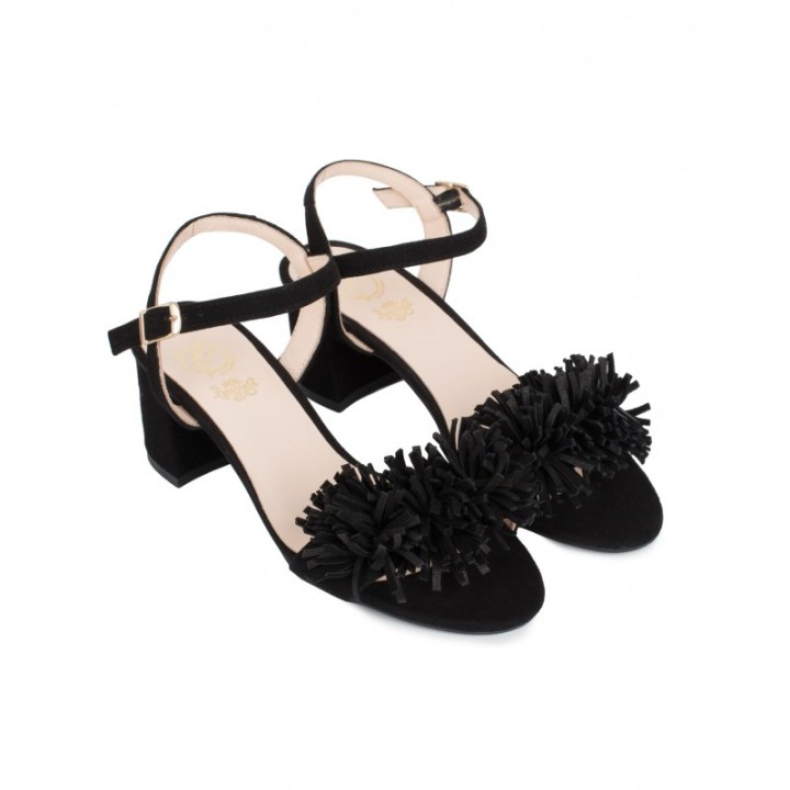 Sandalias Fiesta Pompon Negras PERA LIMONERA