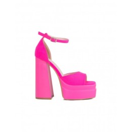 Sandalias Plataforma Puntera Cuadrada Fucsia
