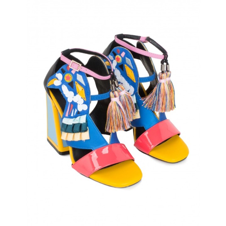 EXe Sandalias Fiesta Multicolor Loro Coral
