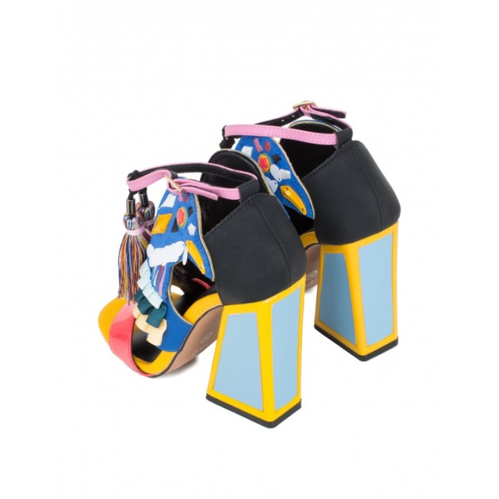 EXe Sandalias Fiesta Multicolor Loro Coral