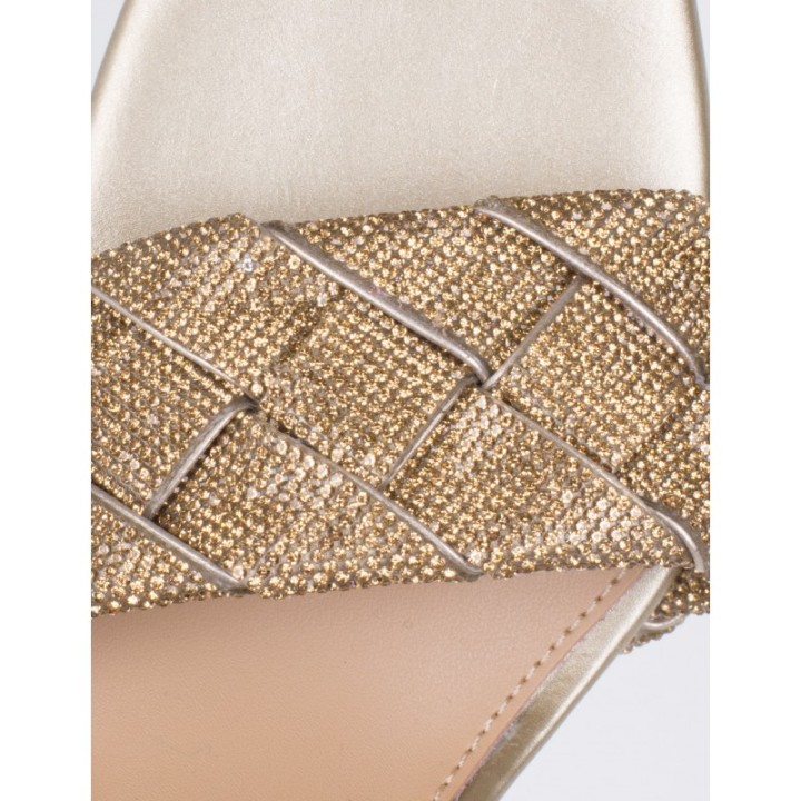 EXe Sandalias Fiesta Doradas Tacon Geometrico
