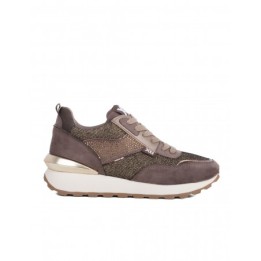 XTI Zapatillas Brillos Strass Marrones