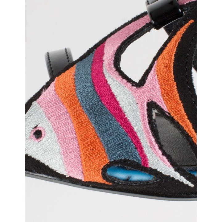EXe Sandalias Tacon Multicolor Peces Naranja