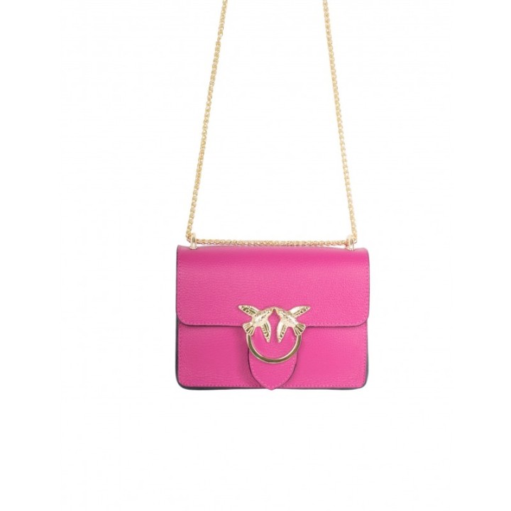 Bolso Piel Cadena Pajaros Fucsia