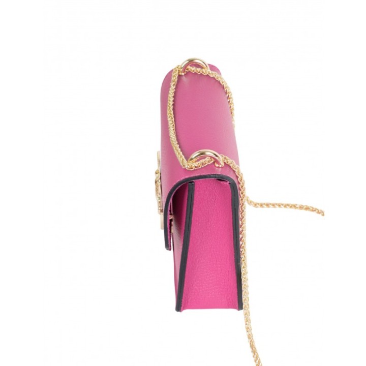 Bolso Piel Cadena Pajaros Fucsia