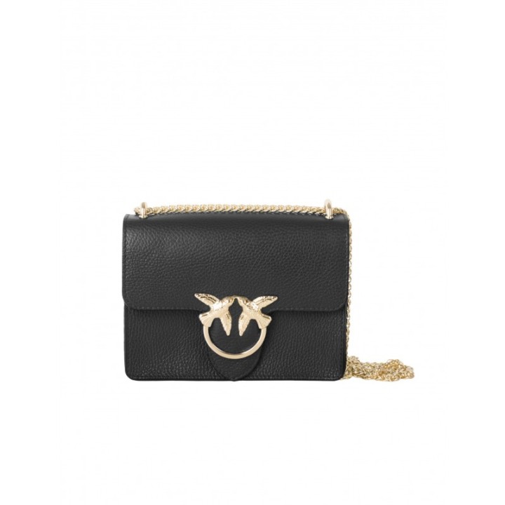 Bolso Piel Cadena Pajaros Negro