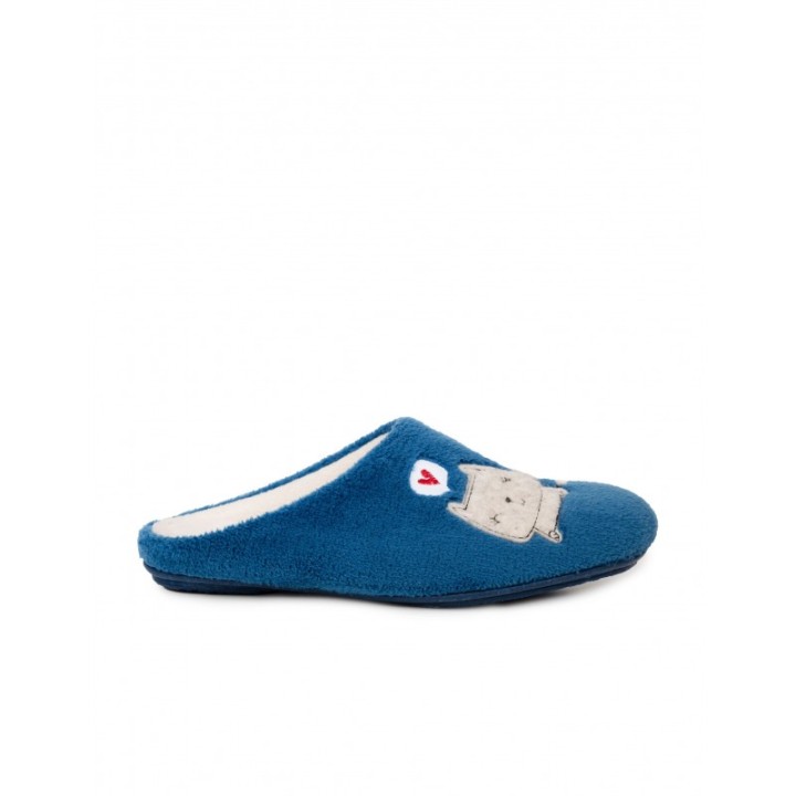 VULLADI Zapatillas Casa Gatos Azul