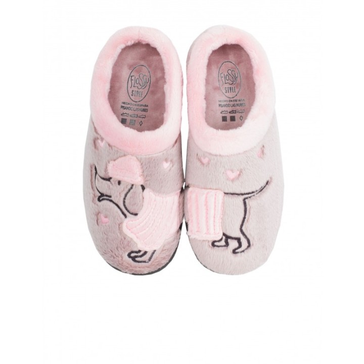 Zapatillas Casa Perro Rosa