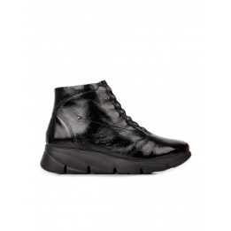 FLUCHOS Botines Cordones Elasticos Charol Negro