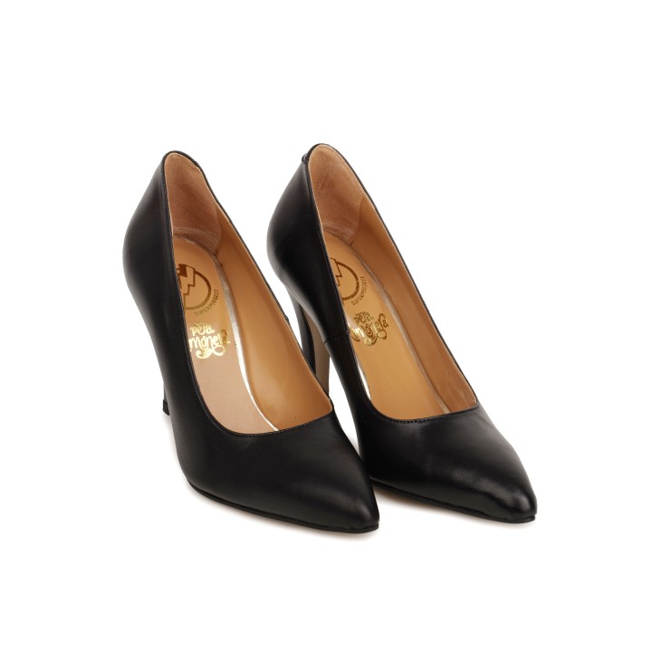 Zapatos Salon Piel Negros PERA LIMONERA