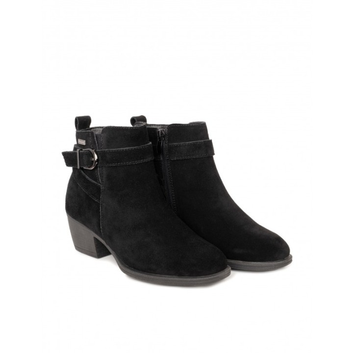 Botines Tacon Impermeables Hebilla Negros