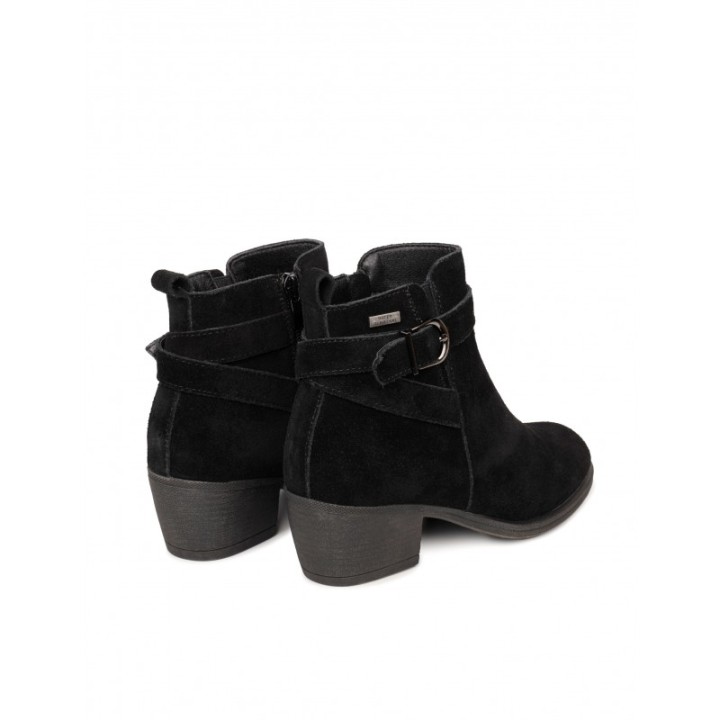 Botines Tacon Impermeables Hebilla Negros
