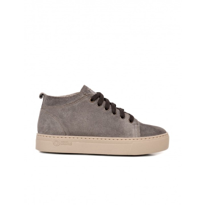 NATURAL WORLD Botines Cordones Plataforma Gris