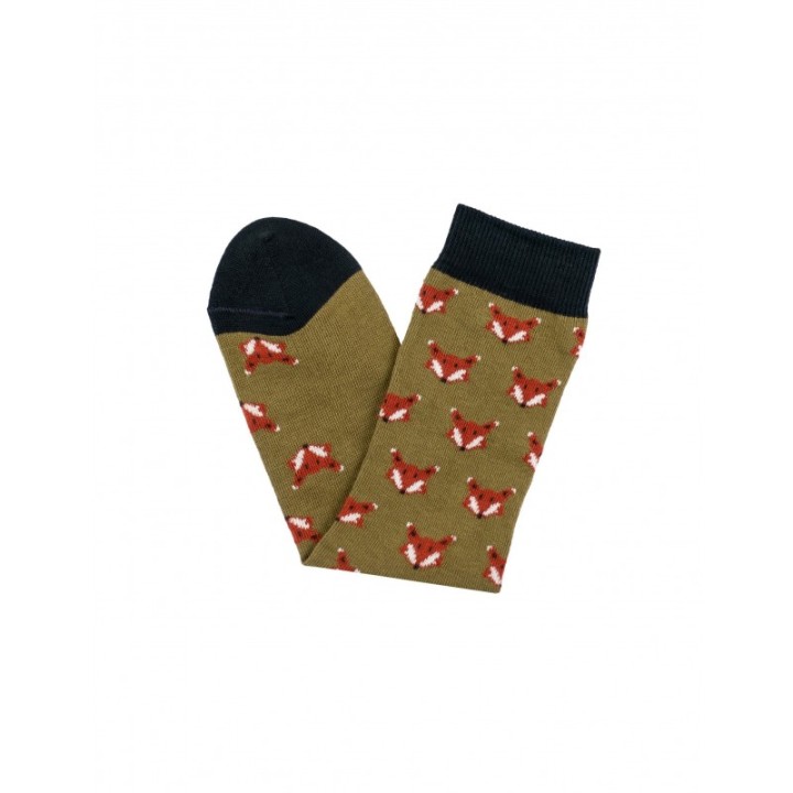 NATURAL WORLD Calcetines Veganos Zorros Kaki