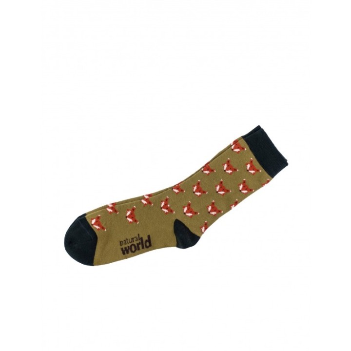 NATURAL WORLD Calcetines Veganos Zorros Kaki